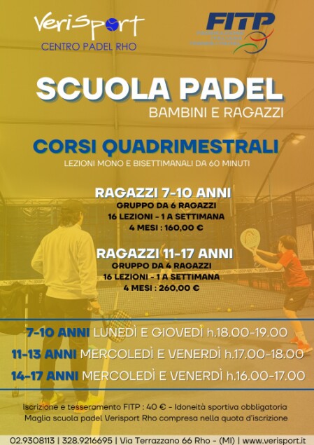 MINIPADEL SCUOLA PADEL BAMBINI E RAGAZZI