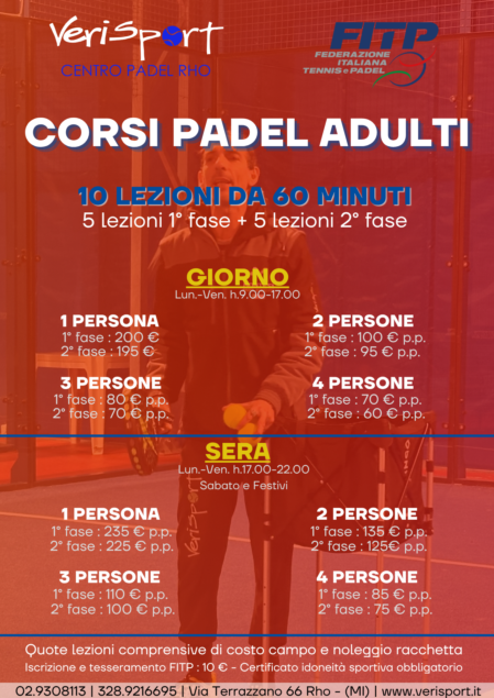 SCUOLA PADEL CORSI DI GRUPPO